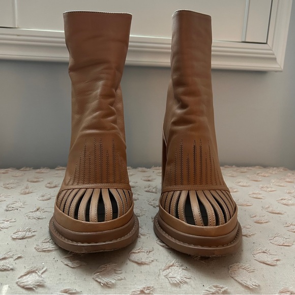 Ann Demeulemeester Cutout Vamp Platform Ankle Boot Camel Tanned Leather Size 39 - Picture 11 of 15